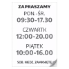 Naklejka z godzinami otwarcia - zapraszamy