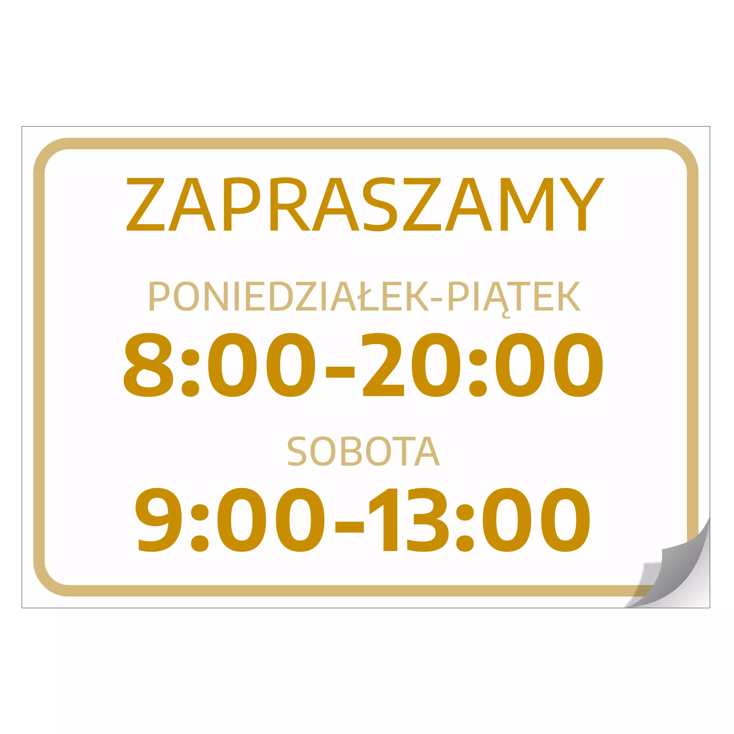 Naklejka - Zapraszamy z godzinami i dniami handlu