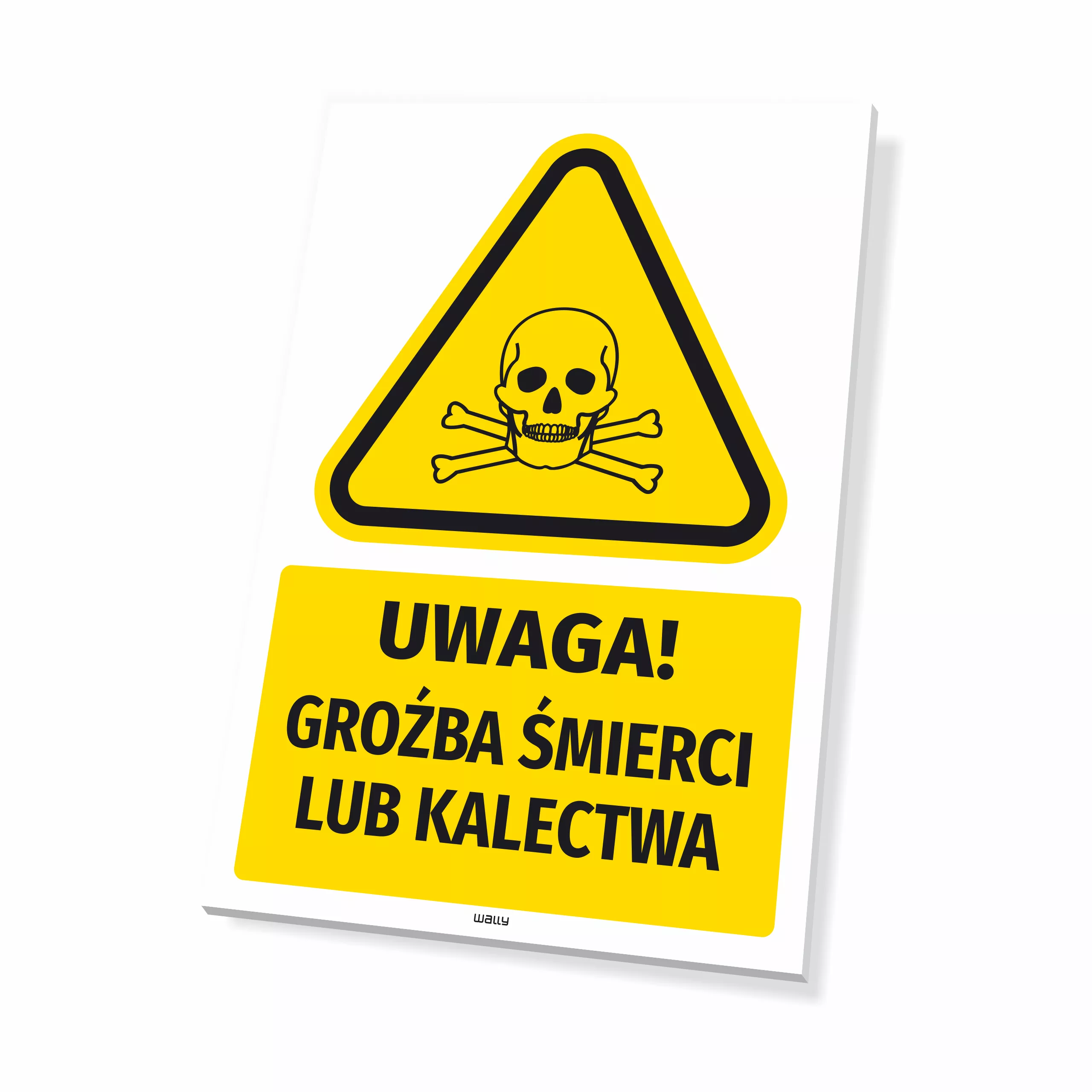 Tabliczka ostrzegawcza BHP z piktogramem Groźba śmierci lub kalectwa