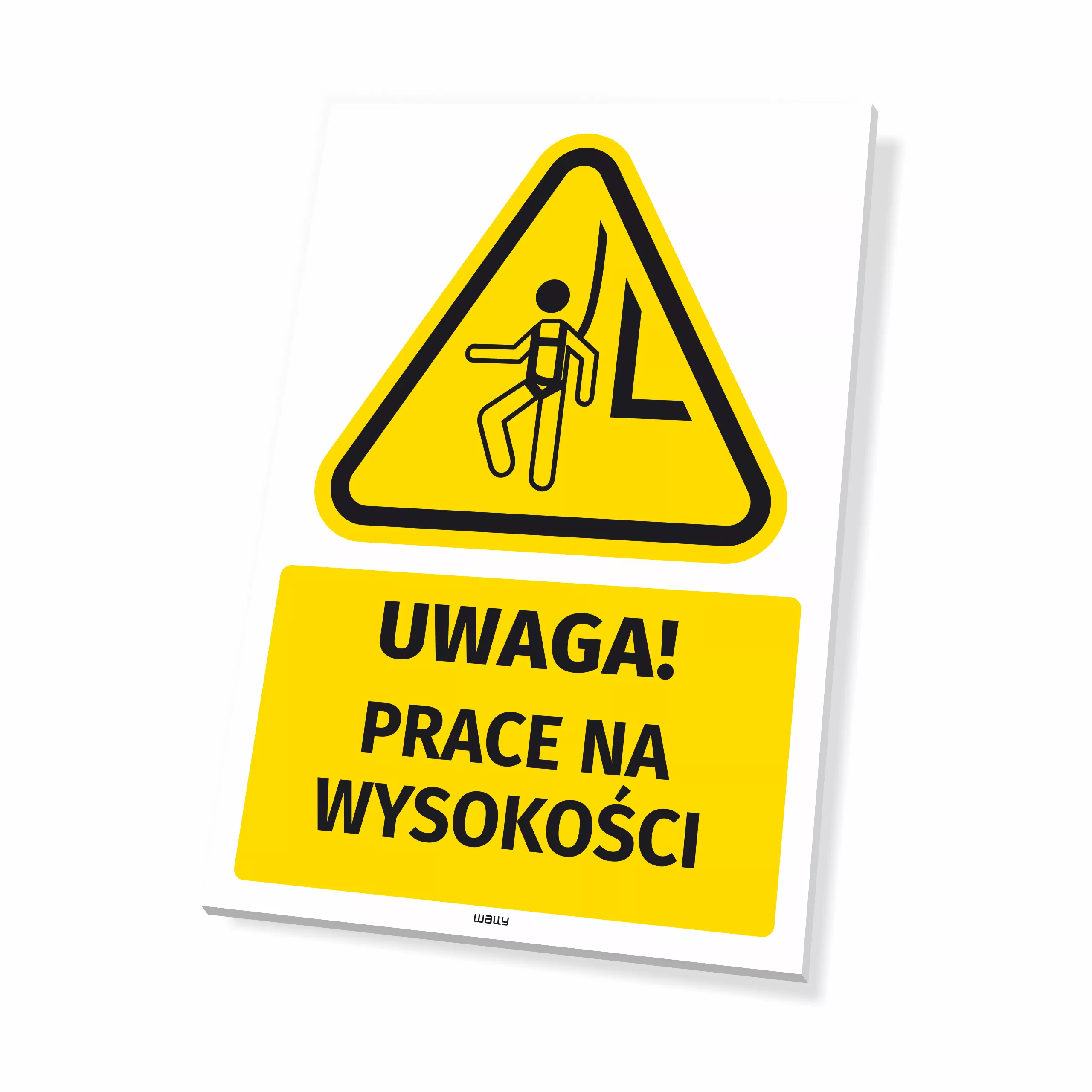 Tabliczka ostrzegawcza BHP z piktogramem Prace na wysokości