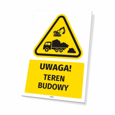 Tabliczka ostrzegawcza BHP z piktogramem Teren budowy
