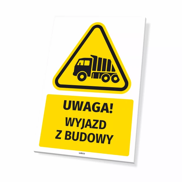 Tabliczka ostrzegawcza BHP z piktogramem Wyjazd z budowy