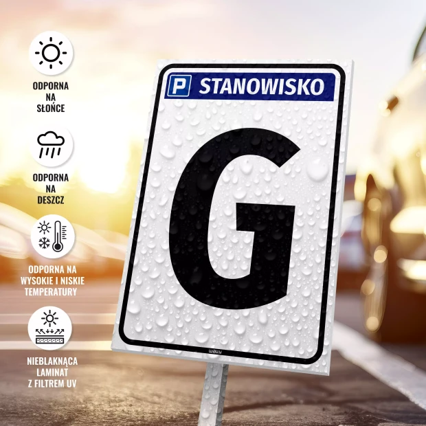 Tabliczka parkingowa Stanowisko z oznaczeniem, numerem