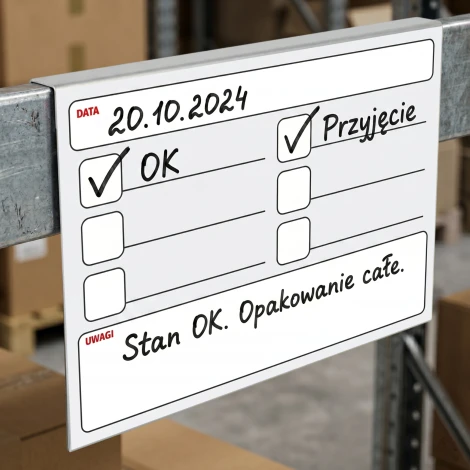 Zawieszka A4 do magazynu, z nadrukiem suchościeralna 009