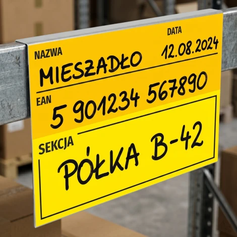 Zawieszka A4 do magazynu, z nadrukiem suchościeralna 010