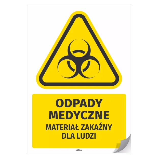 Naklejka: Odpady medyczne, materiał zakaźny dla ludzi