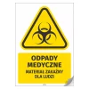 Naklejka: Odpady medyczne, materiał zakaźny dla ludzi