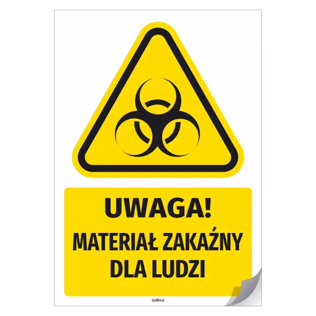 Naklejka samoprzylepna: Uwaga! materiał zakaźny dla ludzi