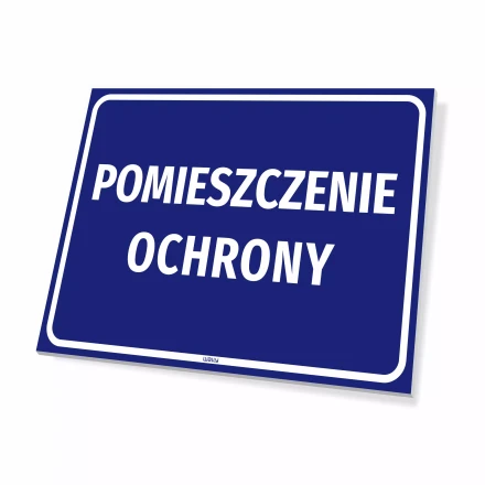 Tabliczka informacja na drzwi: pomieszczenie ochrony