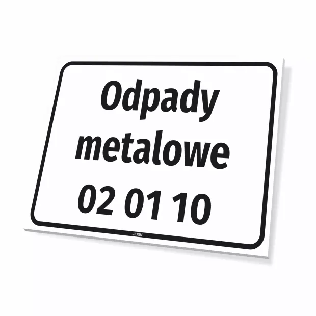 Tabliczka informacyjna: nazwa odpadu, kod odpadu