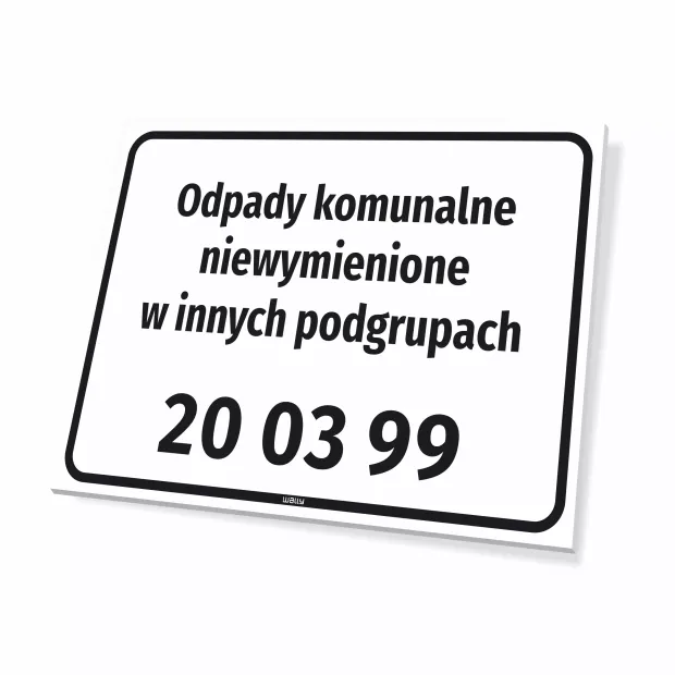 Tabliczka informacyjna: nazwa odpadu, kod odpadu