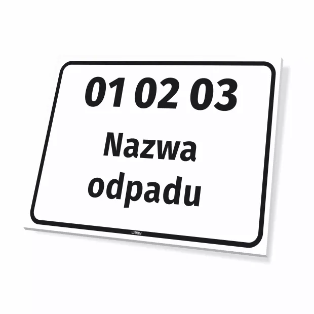 Tabliczka kod i nazwa odpadu, do personalizacji