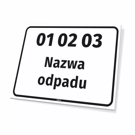 Tabliczka kod i nazwa odpadu, do personalizacji