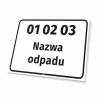 Tabliczka kod i nazwa odpadu, do personalizacji