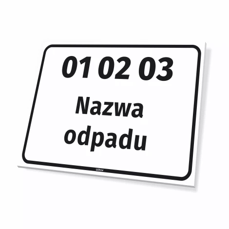 Tabliczka kod i nazwa odpadu, do personalizacji