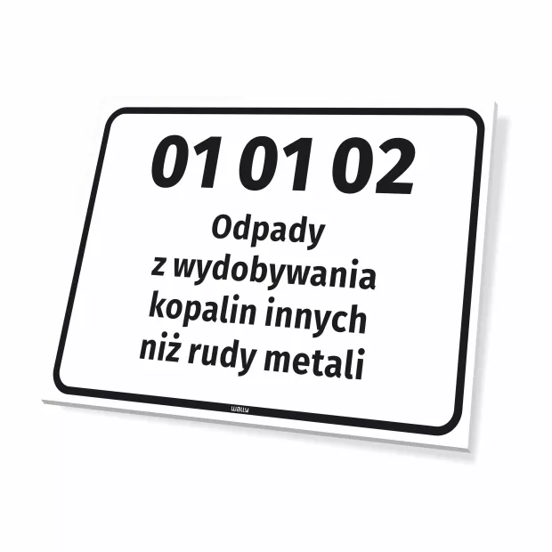 Tabliczka kod i nazwa odpadu, do personalizacji