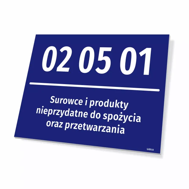 Tabliczka BDO - kod i nazwa odpadu