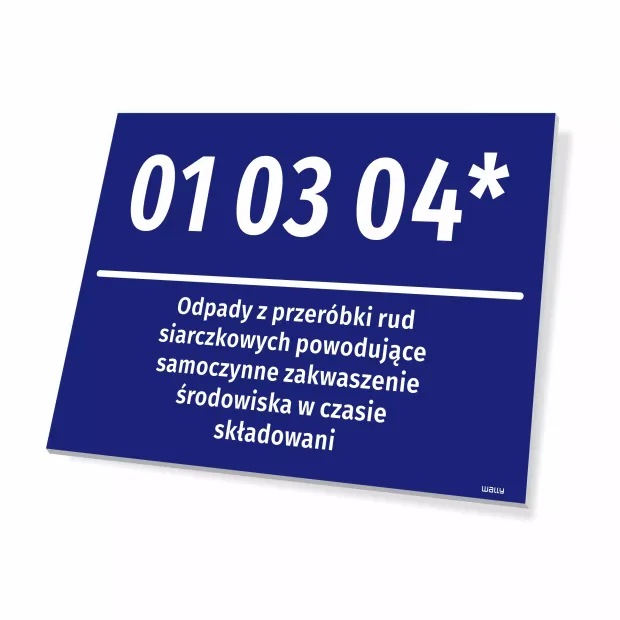 Tabliczka BDO - kod i nazwa odpadu