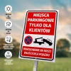 Tabliczka: Miejsca parkingowe tylko dla klientów Odholowanie na koszt właściciela pojazdu