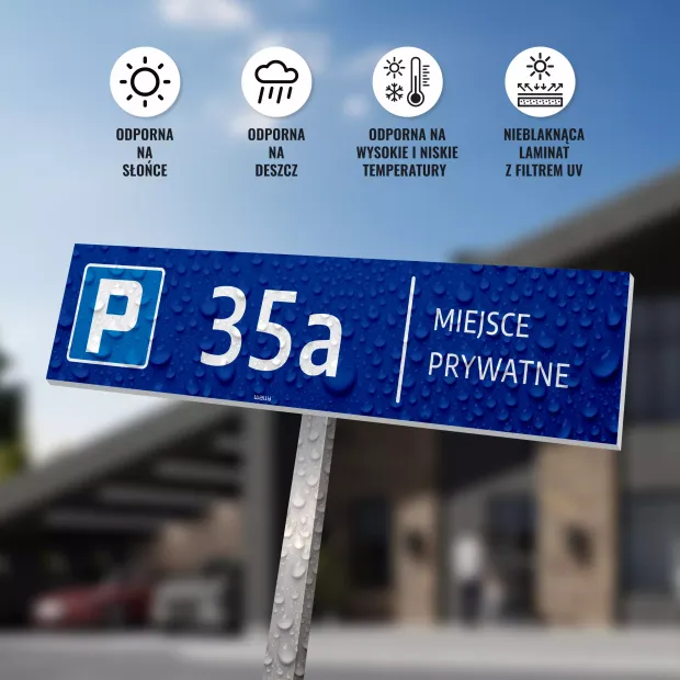 Tabliczka na parking: Miejsce prywatne, oznaczenie, numeracja do personalizacji
