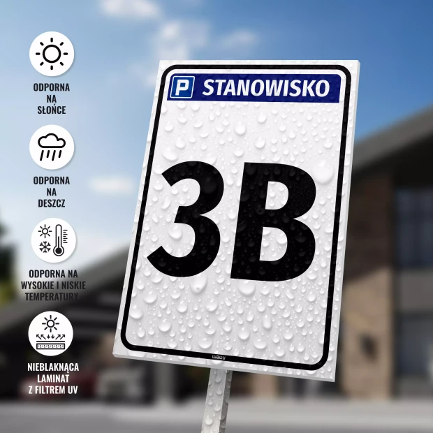 Tabliczka parkingowa Stanowisko z oznaczeniem, numerem