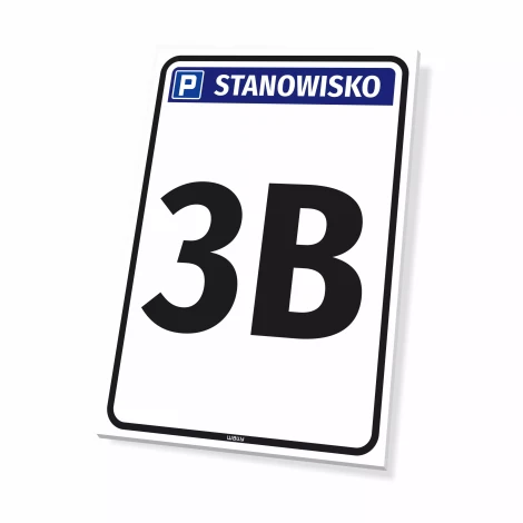 Tabliczka parkingowa Stanowisko z oznaczeniem, numerem