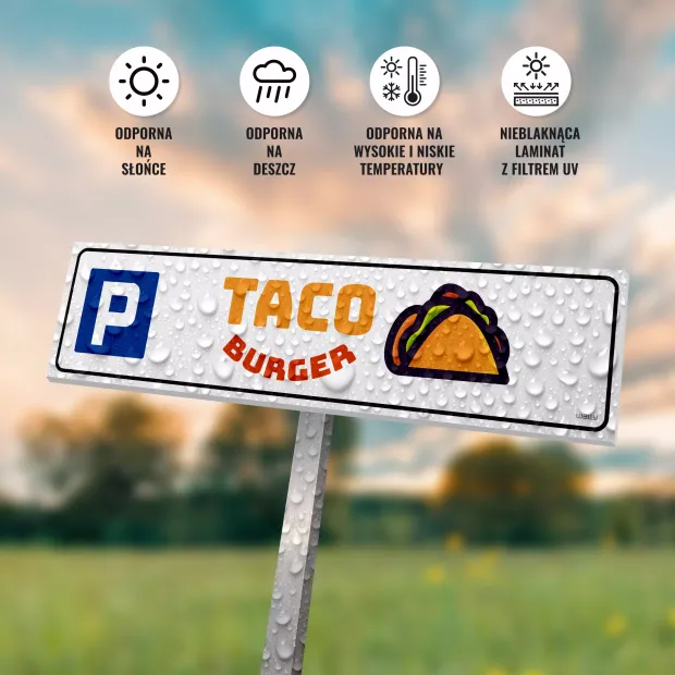 Tabliczka parkingowa z logo firmy, instytucji, placówki