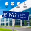 Tabliczka prywatne miejsce parkingowe, numer, litera, oznaczenie