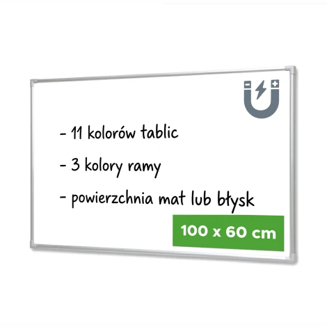Tablica magnetyczna suchościeralna 100x60 cm w ramie aluminiowej 