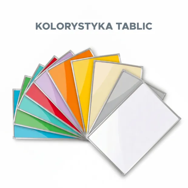 Porównanie dostępnych wariantów kolorystycznych tablicy magnetycznej w ramie aluminiowej