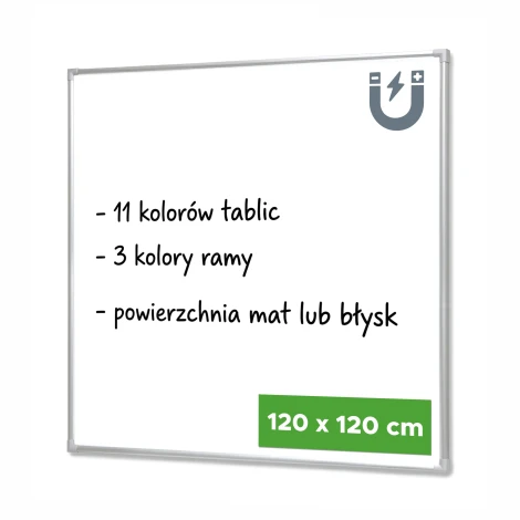 Tablica magnetyczna suchościeralna 120x120 cm w ramie aluminiowej 