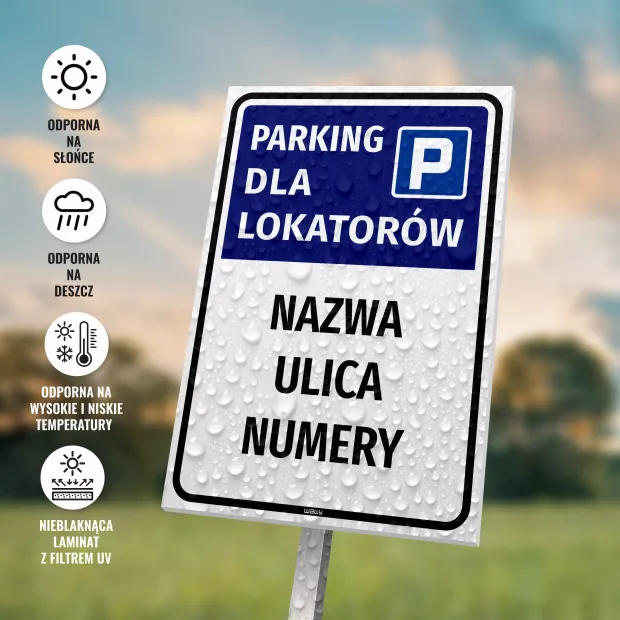 Tabliczka parkingowa dla lokatorów - spółdzielnia, wspólnota