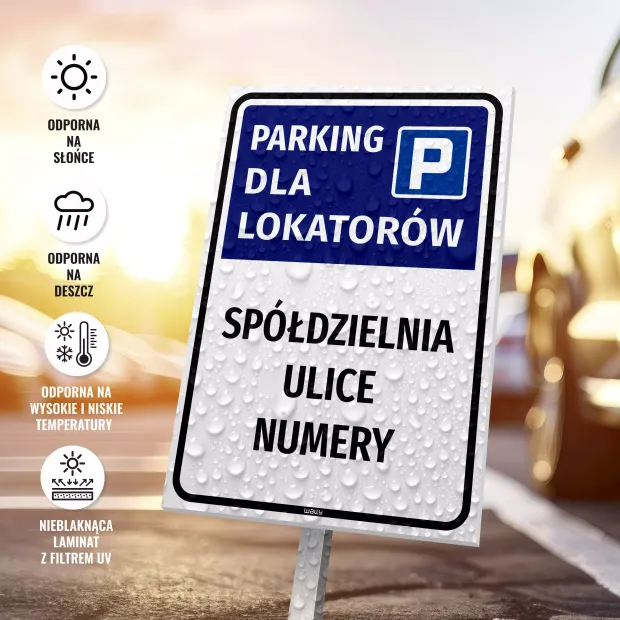Tabliczka parkingowa dla lokatorów - spółdzielnia, wspólnota
