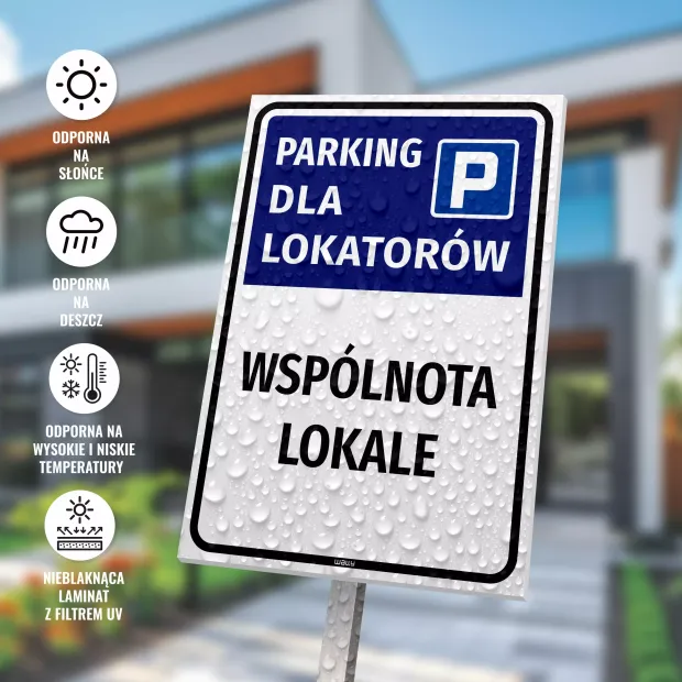 Tabliczka parkingowa dla lokatorów - spółdzielnia, wspólnota