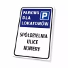 Tabliczka: parking dla lokatorów z nazwą spółdzielni, wspólnoty
