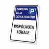 Tabliczka: parking dla lokatorów z nazwą spółdzielni, wspólnoty