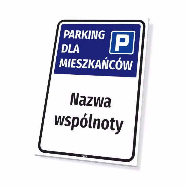 Tabliczka parkingowa dla wspólnoty mieszkaniowej - nazwa, ulice, numery