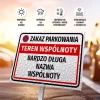 Tabliczka: Zakaz parkowania, teren wspólnoty, z nazwą, oznaczeniem
