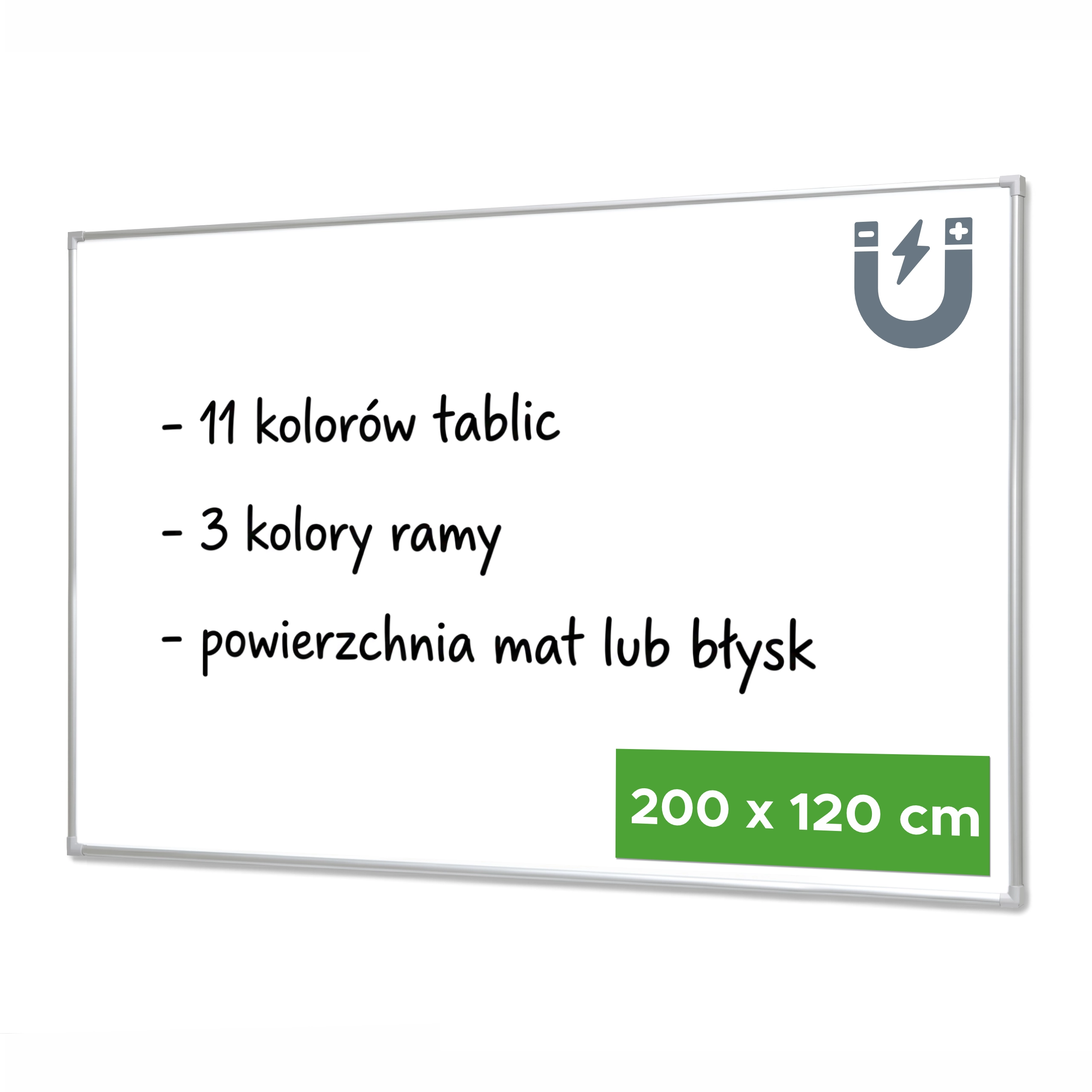 Tablica magnetyczna suchościeralna 200x120 cm w ramie aluminiowej