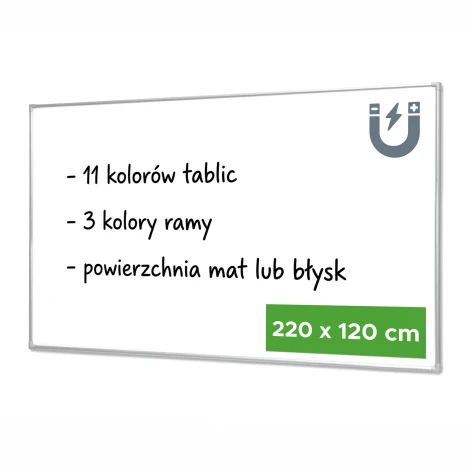 Tablica magnetyczna suchościeralna 220x120 cm w ramie aluminiowej 