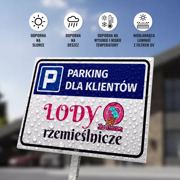 Tabliczka Parking dla klientów - z Twoim logo