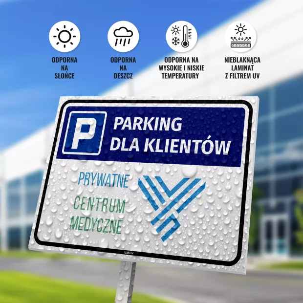 Tabliczka Parking dla klientów - z Twoim logo