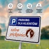 Tabliczka: Parking dla klientów, z Twoim logo