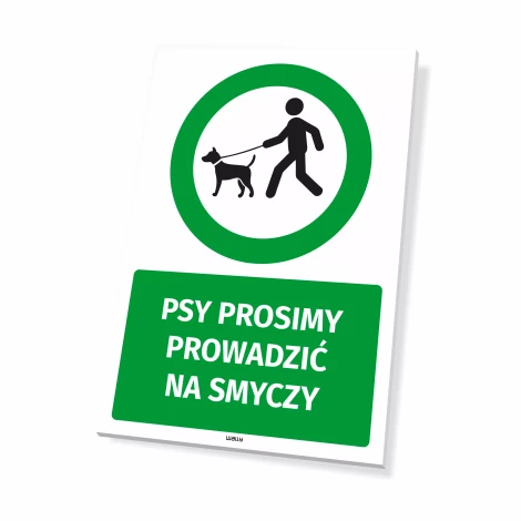 Tabliczka Psy prosimy prowadzić na smyczy