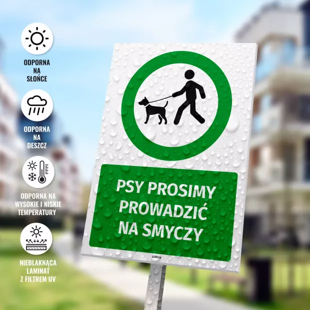 Tabliczka Psy prosimy prowadzić na smyczy