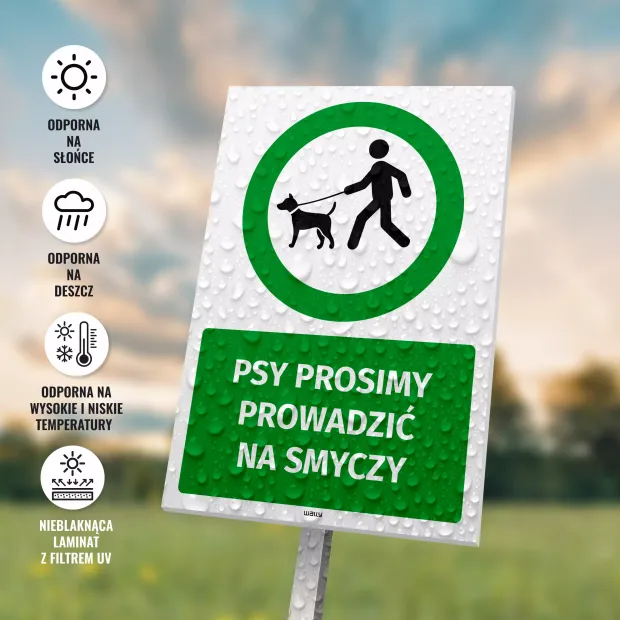 Tabliczka Psy prosimy prowadzić na smyczy