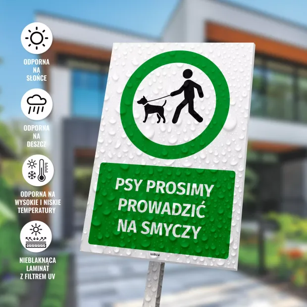 Tabliczka Psy prosimy prowadzić na smyczy