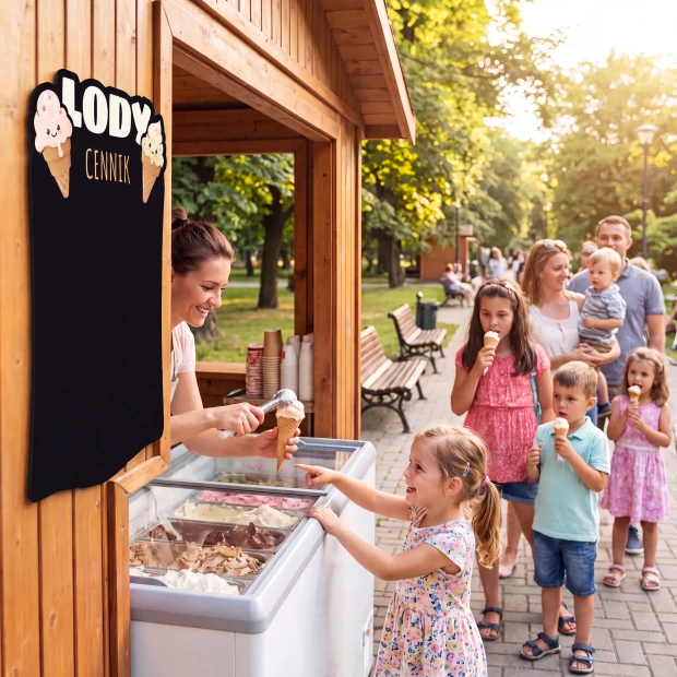 Tablica kredowa z nadrukiem cennik lodów 103