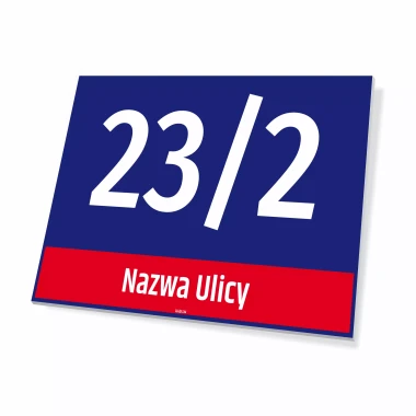 Tabliczka adresowa z numerem domu i ulicą - Warszawa