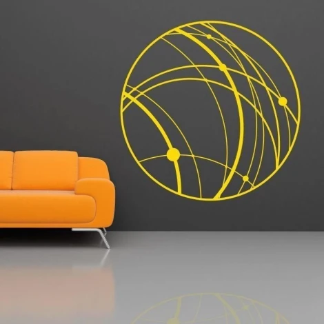 Abstrakcyjna naklejka 1345 w intensywnym żółtym kolorze, doskonale komponująca się z nowoczesnym wnę